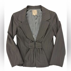 Nanette Lepore Charcoal Pinstripe Y2K Academia Blazer Size 4